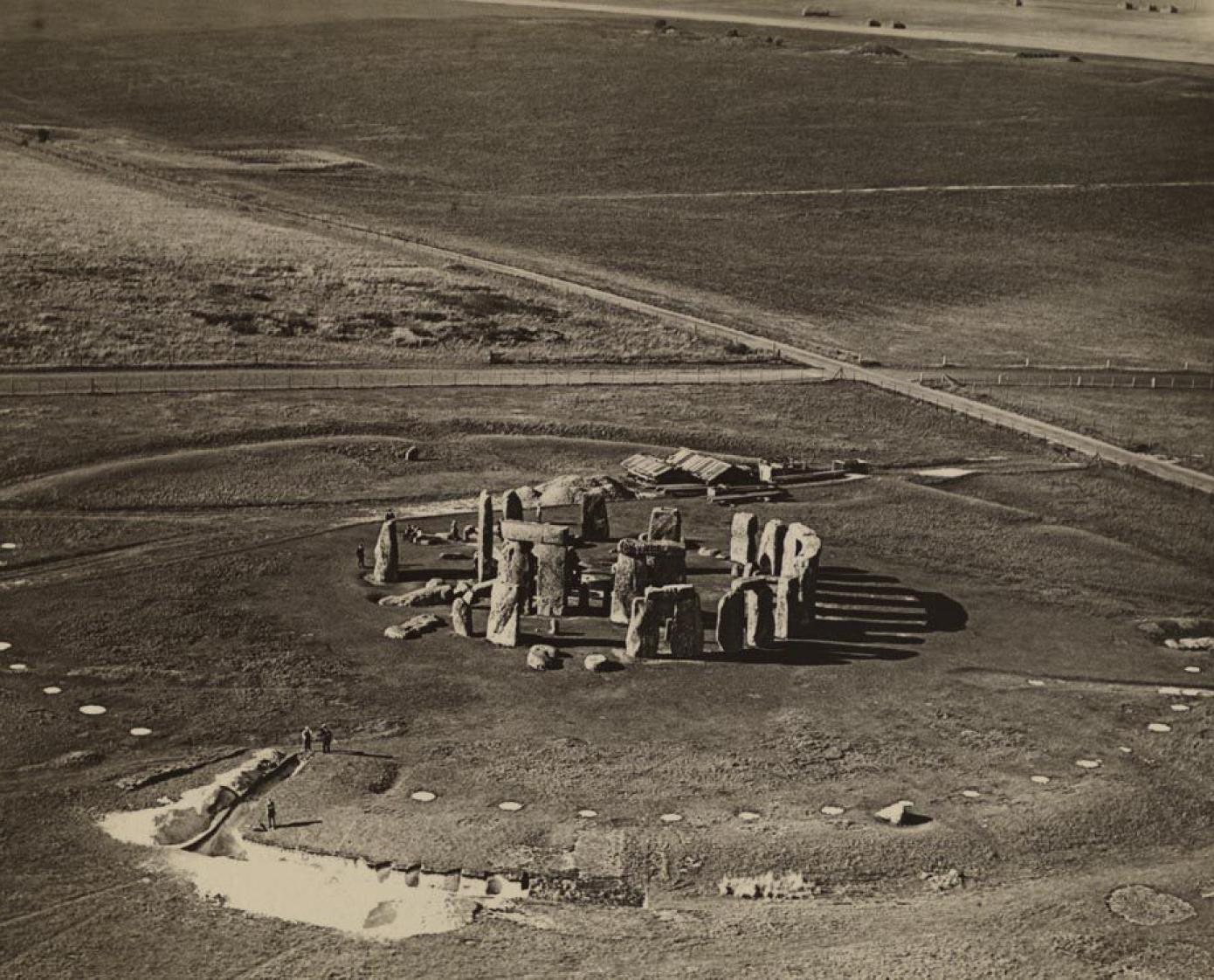 An old image of Stonehenge taken from above 